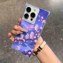 Funda tipo bloque con diseño de búho lunar. Compatible con los modelos 16 Pro, 16, 15 Pro, 14, 14 Plus, 13, 13 Pro, 12 Pro y 12 Pro. Funda transparente, resistente a golpes, con cobertura total y un diseño elegante y protector. - transparente - Ver 1
