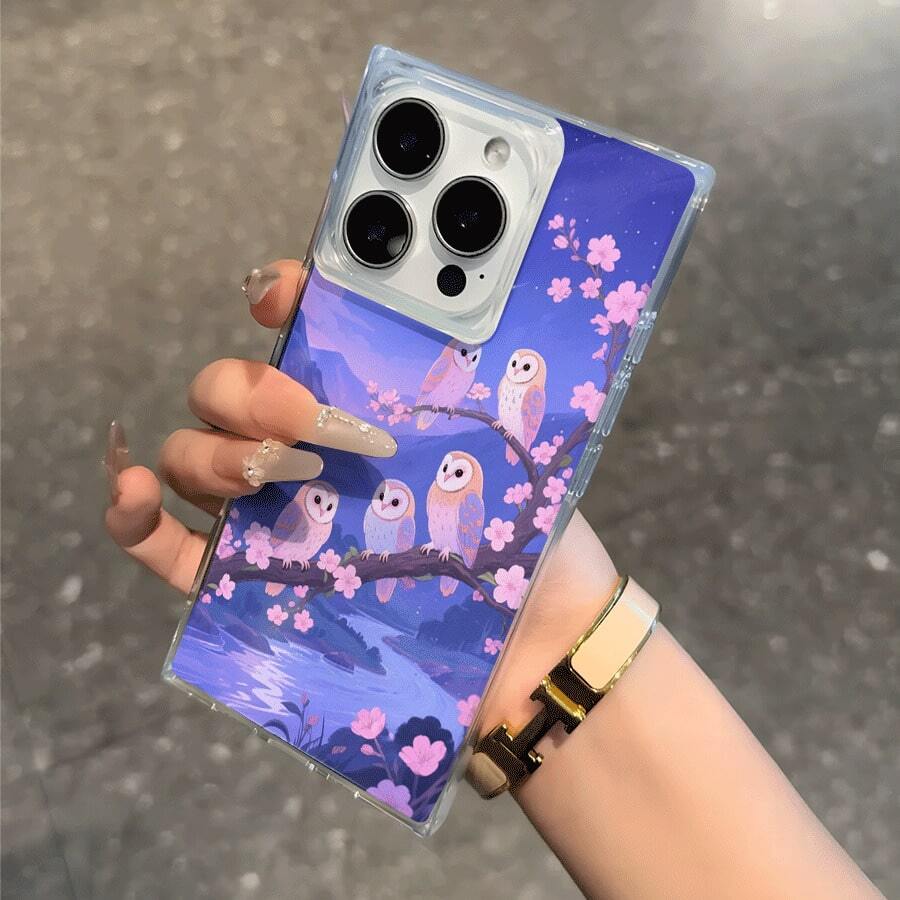 Funda tipo bloque con diseño de búho lunar. Compatible con los modelos 16 Pro, 16, 15 Pro, 14, 14 Plus, 13, 13 Pro, 12 Pro y 12 Pro. Funda transparente, resistente a golpes, con cobertura total y un diseño elegante y protector. - transparente - Ver 1