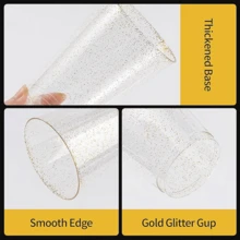 10 Oz 50 PCS Gold Glitter Plastic Cups, Gold Rimmed Disposable Wine Glasses Disposable Glitter Cups, Elegant Plastic Cocktail Glasses, Gold Rimmed Plastic Cups, Fancy Party Cups For Wedding, Birthday, Holiday - Vàng Flash 10 oz - Xem 4