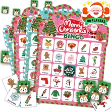 Christmas Bingo Game, 24/30 Players Christmas Bingo Cards For Adults Christmas Party Game For Family Large Group Winter Holiday Party Favor Bingo
