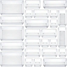 Kit 25 Organizadores Acrílico Transparente Empilhável Modular para Gavetas, Geladeiras Organização - Transparente - Visão 11