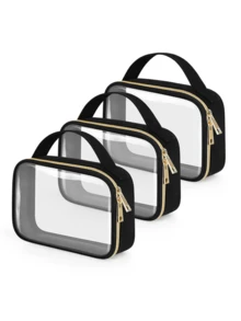 透明旅行化妆包 洗漱包 手持化妆包 便携轻便 大容量 多功能 带手柄透明化妆包 透明洗漱包 双层PVC透明化妆包（男女适用）