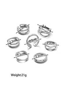 7 Pcs Golden Color Metal Chunky Rings Set For Women , Minimalist Crossing Rings , Women Stacked Stackable Minimalist Ring Jewelry