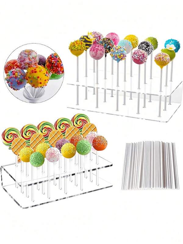 1PC Cake Pop Holder 20/15 Holes Acrylic Clear Lollipop Holder Cakepop Display Stand Decorative Candy For Weddings Birthday Parties Halloween,Cake Pop Display Stand ,Clear Acrylic Cake Stand, Dessert Display Rack, Birthday Party Gathering Table Decoration