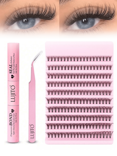 200pcs Individual False Eyelash Clusters, 20D 8-16mm D Curl Eyelash Extension Kit, Includes Eyelash Glue And Sealing Glue, DIY Eyelash Extension Tools, Can Be Self-Applied At Home
