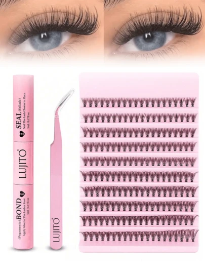 200pcs Individual False Eyelash Clusters, 20D 8-16mm D Curl Eyelash Extension Kit, Includes Eyelash Glue And Sealing Glue, DIY Eyelash Extension Tools, Can Be Self-Applied At Home