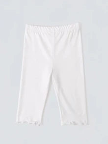 3条装 女童柔软舒适白色荷叶边打底裤，春秋季百搭叠穿裤 - 白色 - 查看 4