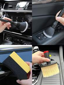 Car Cleaning Tools Set, Include Interior, Wheels, Paint Cleaning Cloth, Duster Brush, Multi-Purpose Brushes, Polishing Sponges, Car Wash Towels, Soft Bristle Car Interior Detail Brush, Car Dashboard Dusting Brush, Car Interior Cleaning Tool, Plastic Material