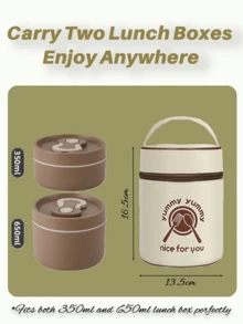 双层圆形大容量午餐盒 – 便携式不锈钢隔热便当盒带盖，防漏保温食品容器，材质，易于清洁，多层保温，学校返校儿童午餐盒，办公室工作人员通勤餐盒，家庭宿舍日常食品罐，户外旅行露营野餐徒步探险午餐容器带手柄和勺子 - 米色 - 查看 12