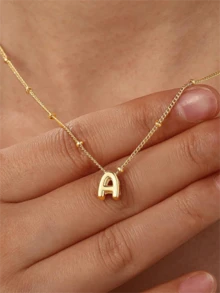 1pc Bubble Letter Necklace, Women's Personalized Initial Necklace, Unique Bubble Pendant Necklace, Delicate Pendant Necklace, Gift For Teenagers, Jewelry Gift