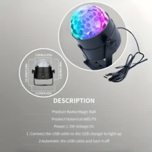 1pc Multifunctional LED Magic Ball Light - RGB DJ Party And Disco Atmosphere Light, With USB Power, Suitable For Home Decor, KTV, Wedding And Festival Celebrations, Home Decor Light | Colorful LED Lights | Durable ABS Lamp Body, LED Lighting - Multi-color light - View 12