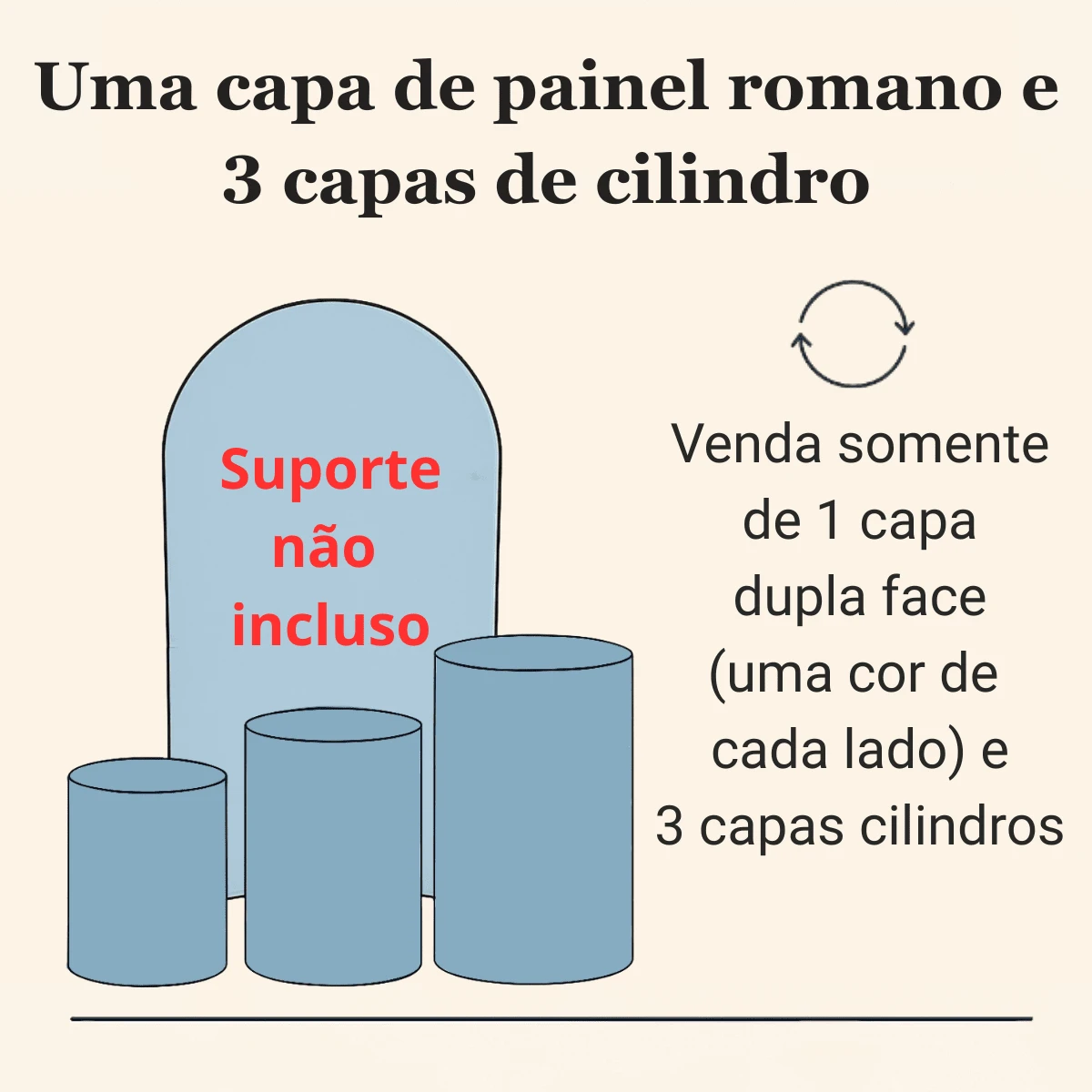 Kit 4 Peças Capa Painel Romano Dupla Face E Trio De Capas Cilindros De Malha Gel Ajustável Veste Fácil - Avelã - Visão 5