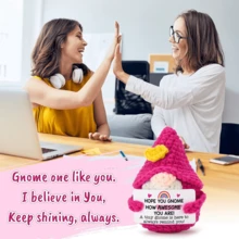 1pc Handmade Crochet Desktop Decor Figurine, Funny Gnome Shaped, Birthday Gift For Best Friend, Girlfriend, Sister, Mom, Grandma, Coworker, Family, Positive Vibes, Party, Halloween, Christmas, Appreciation