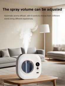 جهاز نشر العطور المنزلي، جهاز أروماثيرابي قابل للشحن، رذاذ أروماثيرابي كهربائي قابل للتثبيت على الحائط، مع إضاءة محيطة ملونة. يحتوي على 5 أوضاع عمل قابلة للتعديل و6 روائح أروماثيرابي للاختيار منها. الروائح طازجة وطبيعية، ويمكن وضعه في غرفة النوم أو غرفة المعيشة أو المكتب أو الحمام