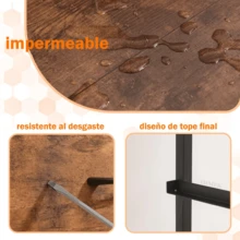 Juego de 2 mesitas de Noche, Mini cajones de Almacenamiento, Mesa Auxiliar de Muebles de Cama pequeña de 20 Pulgadas de Altura, gabinete de Tela Superior de Madera, Mini cómoda para recámara, clóset - Marrón - Ver 4