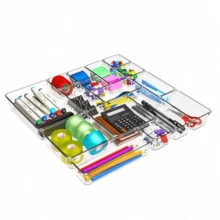 Kit 25 Organizadores Acrílico Transparente Empilhável Modular para Gavetas, Geladeiras Organização - Transparente - Visão 10