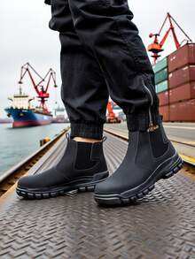 Shoes/Men's Boots/Men's Shoes/Men's Work Safety Shoes High-Top Yellow Slip-On Safety Work Boots Anti-Smashing Anti-Pier Climbing Boots Industrial Construction Steel Toe Cap Spark Cut-Proof Work Shoes Outdoor Sports Shoes Foot Protection Fashion Men's Shoes - 黑色 - 查看 4