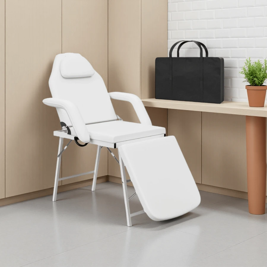Portable Tattoo Chair, Adjustable Massage Facial Table Bed, 73 Inch Massage Tattoo Chair For Salon Beauty Spa, Folding Spa Bed Table With Carry Case, Whitelash Bed ,Massage Bed, Salon Equipment,Beauty Bed,Salon Furniture,Lash Table - White - View 1
