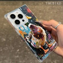Funda con diseño de bloques de pato colorido. Compatible con los modelos 16 Pro, 16, 15 Pro, 14, 14 Plus, 13, 13 Pro, 12 Pro y 12 Pro. Transparente, antigolpes de cobertura total. Nueva protección de alta calidad. - transparente - Ver 4