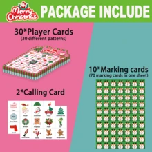 Christmas Bingo Game, 24/30 Players Christmas Bingo Cards For Adults Christmas Party Game For Family Large Group Winter Holiday Party Favor Bingo