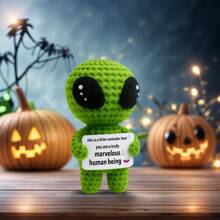 1件手工钩编桌面装饰品，可爱外星人科幻设计，生日、情人节、母亲节、父亲节礼物，送给同事、家人、妈妈、爸爸、姐妹、闺蜜，手工制品，传递正能量，鼓励，毕业典礼、节日、派对小礼物、纪念品 - 彩色 - 查看 2