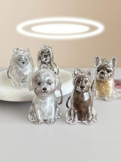 1 Pet Breed Design Pet Hair Storage Keychain - Cute Sitting Dog Design With Chain Attachment - Perfect For Dog Owners - Keychain Keepsake, Pet Hair Storage And Protection Keepsake To Keep On Your Keys, Bag, Or On-The-Go - Perfect Souvenir Gift For Dog Lovers