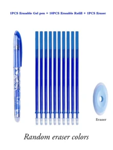 4/8 Confezioni, Penna gel cancellabile semplice, Forniture per ufficio e scuola, Regali di cancelleria, 0,35 mm, Inchiostro blu-nero, Inizio della stagione scolastica