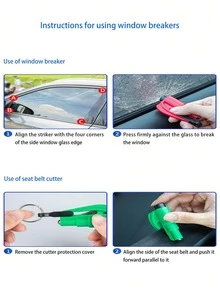 1 件装多功能迷你汽车锤弹簧破窗器、便携式钥匙扣/紧急逃生工具，用于打破玻璃、切割安全带