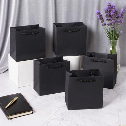 1pc/10pcs White 5.5*5.5inch Paper Gift Bag With Handle, Minimalist Solid Square Party Favor Goodie Bag For Shopping,Bachelorette Party,Wedding,Bachelorette,Bride,Party Decorations Birthday,Brides Maid Proposal Gifts,Wedding Decor,Bridal Shower,Bachelorette Party