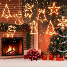 圣诞装饰灯 LED 窗户吸盘吊灯 驯鹿铃铛 房间派对 圣诞节 情人节装饰灯,装饰花束仙女灯,节日装饰,节日照明,家居装饰 圣诞装饰 房间装饰 冬季圣诞装饰 家居圣诞礼物 圣诞装饰 - 黃色 - 查看 9