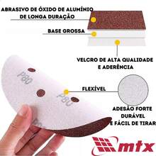 Disco de Lixa com VeIcro 125mm 10 Peças MTX Kit 10 Lixas Circular Para Lixadeira Kit Lixa Sem Furo - Vermelho e Branco - Visão 5