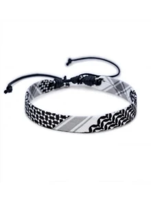 1 件时尚布艺手链，编织简约波西米亚棉质手链，男女通用，节日礼物 - 查看 5