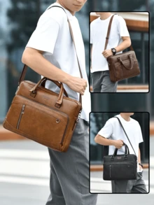 WEIXIER 公文包托特包，男士手提包，多口袋轻便便携休闲简约男包，时尚通勤包，新款商务旅行过夜包，适合出差、购物、旅行、运动、上学、通勤正式/商务正式