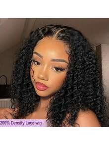 13X4 13X6 5X5 蕾丝前假发自然黑色 28 英寸杰瑞卷发假发 200% 密度真实全蕾丝空间 13X6 自然黑色杰瑞卷发假发混合头发预拔女士 - 自然色&黑色系 - 查看 7