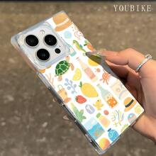 Funda protectora con diseño de botella y animales, compatible con los modelos 16 Pro, 16, 15 Pro, 14, 14 Plus, 13, 13 Pro, 12 Pro y 12 Pro Plus. Transparente, con cobertura total, resistente a golpes y con un diseño elegante y moderno. - transparente - Ver 4
