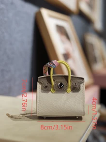 1个迷你零钱包，耳机包，口红包，钥匙包，圣诞礼物，包包挂饰，包包配饰，送给女孩的完美礼物，适合日常旅行佩戴，优雅时尚的颜色，丝巾挂绳随机图案颜色，迷你包挂在包包上图案拼贴，丝巾挂绳，简约纯色PU拼接，多种颜色可选，沙特阿拉伯国庆节