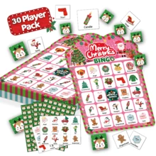 Christmas Bingo Game, 24/30 Players Christmas Bingo Cards For Adults Christmas Party Game For Family Large Group Winter Holiday Party Favor Bingo