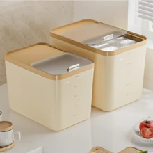 10LB/20LB/30LB Airtight Food Storage Container, Moisture & Pest Proof, Easy Press Dispenser, With Measuring Cup, Ideal For Rice, Grains, Sugar, Flour And Pet Food Storage, Great For Kitchen, Home And Commercial Use