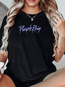 Camiseta Casual de Mujer con Estampado Abstracto en Tonos Pastel Diseño Moderno y Cómodo para tu Día a Día.¡Consigue un look único! - Negro - Ver 1