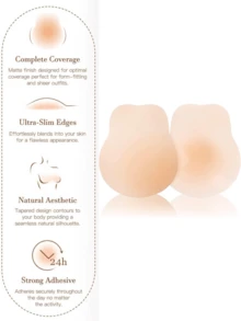 2/1 Pair Of Women's Silicone Adhesive Bras, Adhesive Bra Invisible Nipple Covers With Lifting Function, Suitable For Backless Strapless Dresses, Breathable And Anti-Exposure - Apricot - View 3