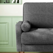 JANZDIYS 2-Seater Sofa, 121 Cm Linen Sofa With Spring Cushions, Mini Room With Armrests, Modern Living Room Loveseat, Fixed 2-Seater Loveseat