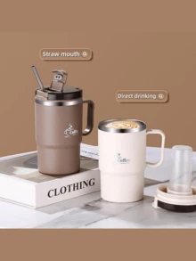 500ml 带盖保温咖啡杯，不锈钢吸管，折叠勺，茶滤，双层保温水瓶，可重复使用的四季饮具，旅行配件，适合办公室和家庭使用，完美的节日礼物 - 户外运动 | 便携式旅行杯 | 礼品咖啡杯 | 咖啡杯 | 咖啡吧配件 - 彩色 - 查看 5