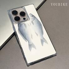 Funda para teléfono con diseño exclusivo inspirado en el diseño de bloques y el diseño de peces salados. Ofrece cobertura total con un aspecto transparente, garantizando resistencia a los golpes y un estilo elegante. - transparente - Ver 3