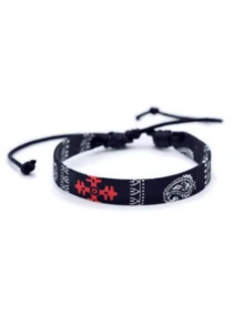 1 件时尚布艺手链，编织简约波西米亚棉质手链，男女通用，节日礼物 - 查看 4