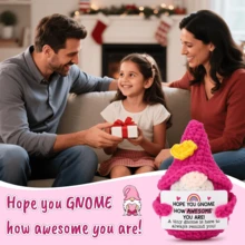 1pc Handmade Crochet Desktop Decor Figurine, Funny Gnome Shaped, Birthday Gift For Best Friend, Girlfriend, Sister, Mom, Grandma, Coworker, Family, Positive Vibes, Party, Halloween, Christmas, Appreciation