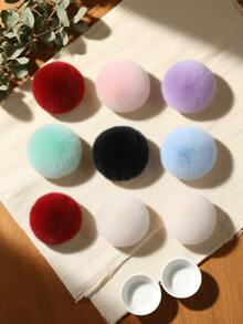 1/2/10pcs6cm Faux Fur Rabbit Plush Balls, 23 Colors, 2.36 Inch Pompoms With Elastic Band, Can Be Used As Decorations For Bags, Key Chains, Shoes, Scarves, Knitted Hats And Pendants, Suitable For Women And Girls