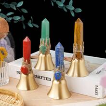 1个天然水晶尖头手摇铜铃铛床头铃铛叫醒课堂家居装饰圣诞铃铛礼品纪念品圣诞礼物 - 水晶柱鈴鐺 - 查看 7