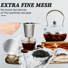 1pc Ultra-Fine Stainless Steel Tea Filter - Moderate Size And Large Capacity, Suitable For Making Pine Tea And Coffee. Made Of Stainless Steel. Kitchen Accessories,Cups Accessories,Coffee Accessories - متعدد الألوان - مشاهدة 3