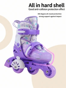 Pattini a rotelle Xiao Yao Xing per principianti con ruote ausiliarie, set di scarpe da pattinaggio con assistenza all'equilibrio, facili da imparare per uomini e donne, pattini in linea per uso esterno - Viola - Visualizzare 7