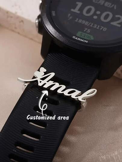 1pc Customized Name Stainless Steel Watch Band Charm, Personalized Watch Band Accessories, Perfect For Father's Day, Valentine's Day, Birthday And School Gifts - Business Style